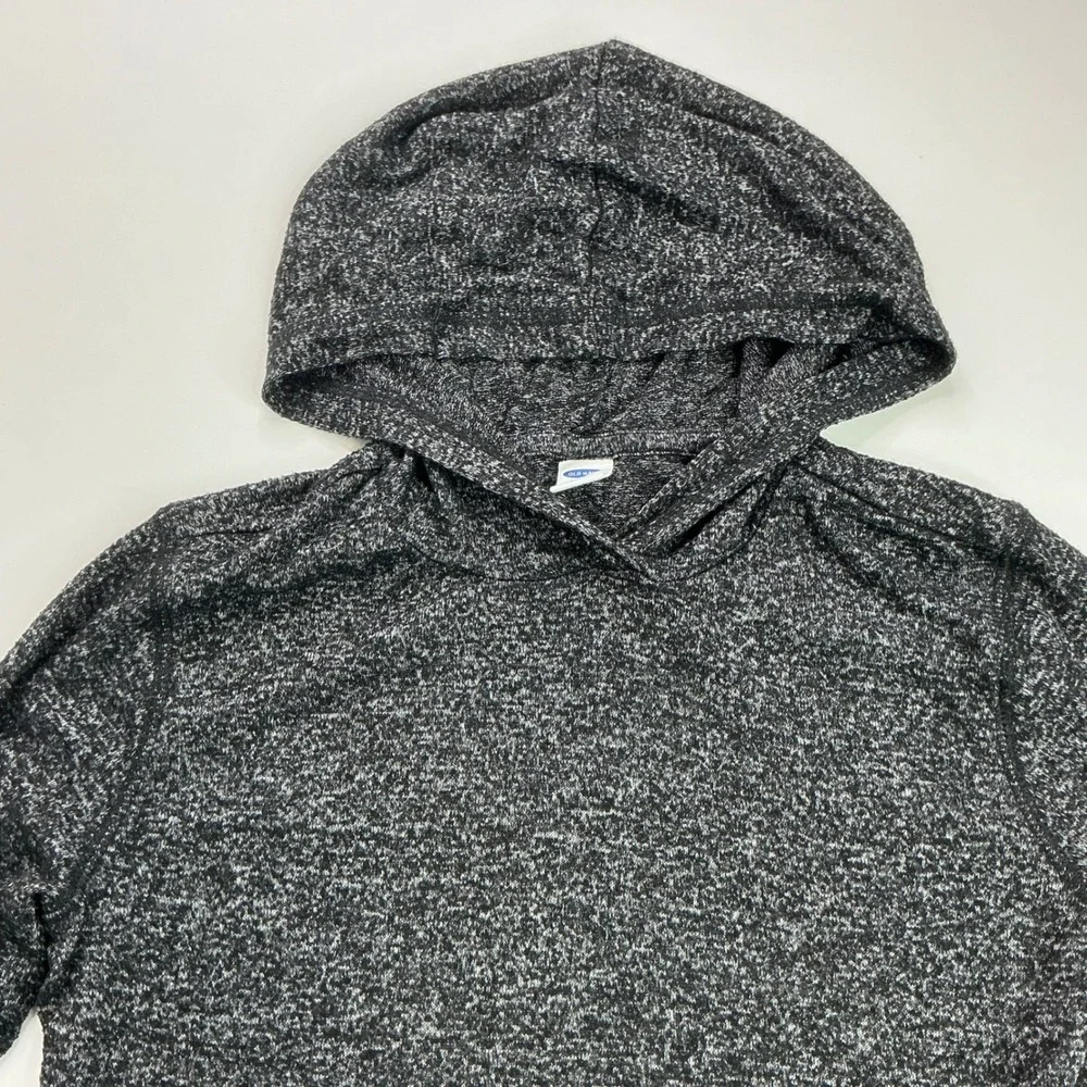 Old Navy Black Jack Plush Pullover Hoodie Kids Size S 6-7 Varsity Stripe Sporty